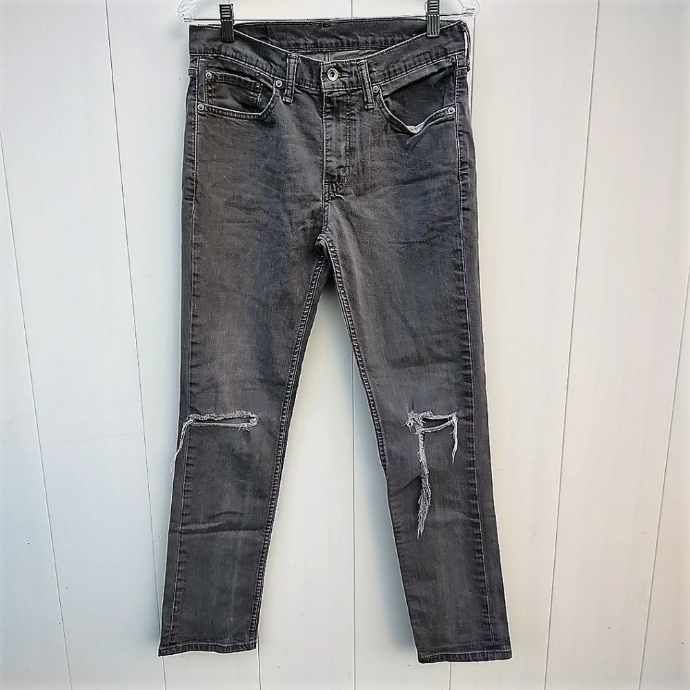 Levi Strauss & Co Light Gray Distressed Knee 511 Jeans Unisex 32/32